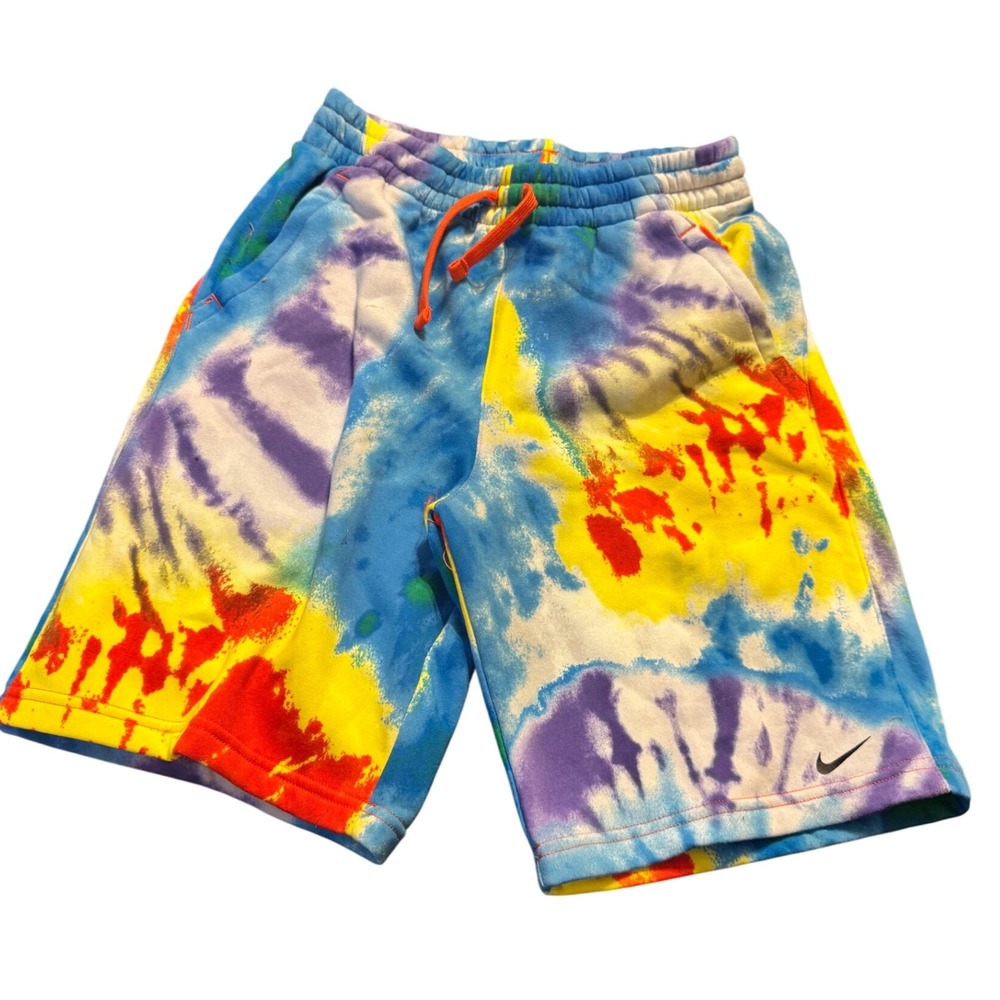 NWT Nike Boys Tie‎ Dye Sweat Shorts Training Pants Orange Drawstring Size XL
